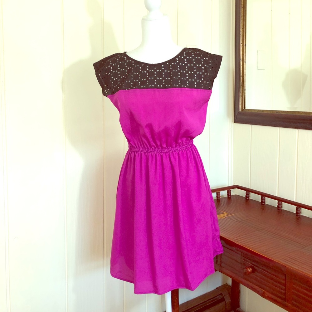 Be Bop Junior Sleeveless Dress Black/Purple Size M
